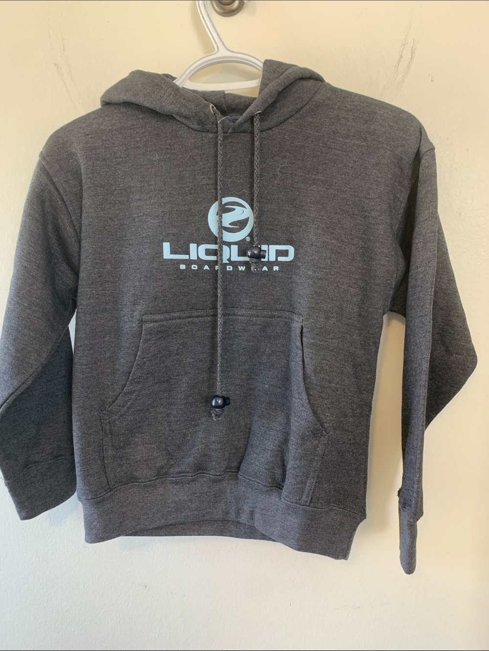 Vintage NWT Boys Liquid Charcoal Gray Kangaroo Hoodie